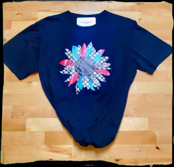 Checkered and Leopard Sunflower T-Shirt