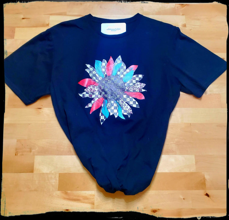 Checkered and Leopard Sunflower T-Shirt